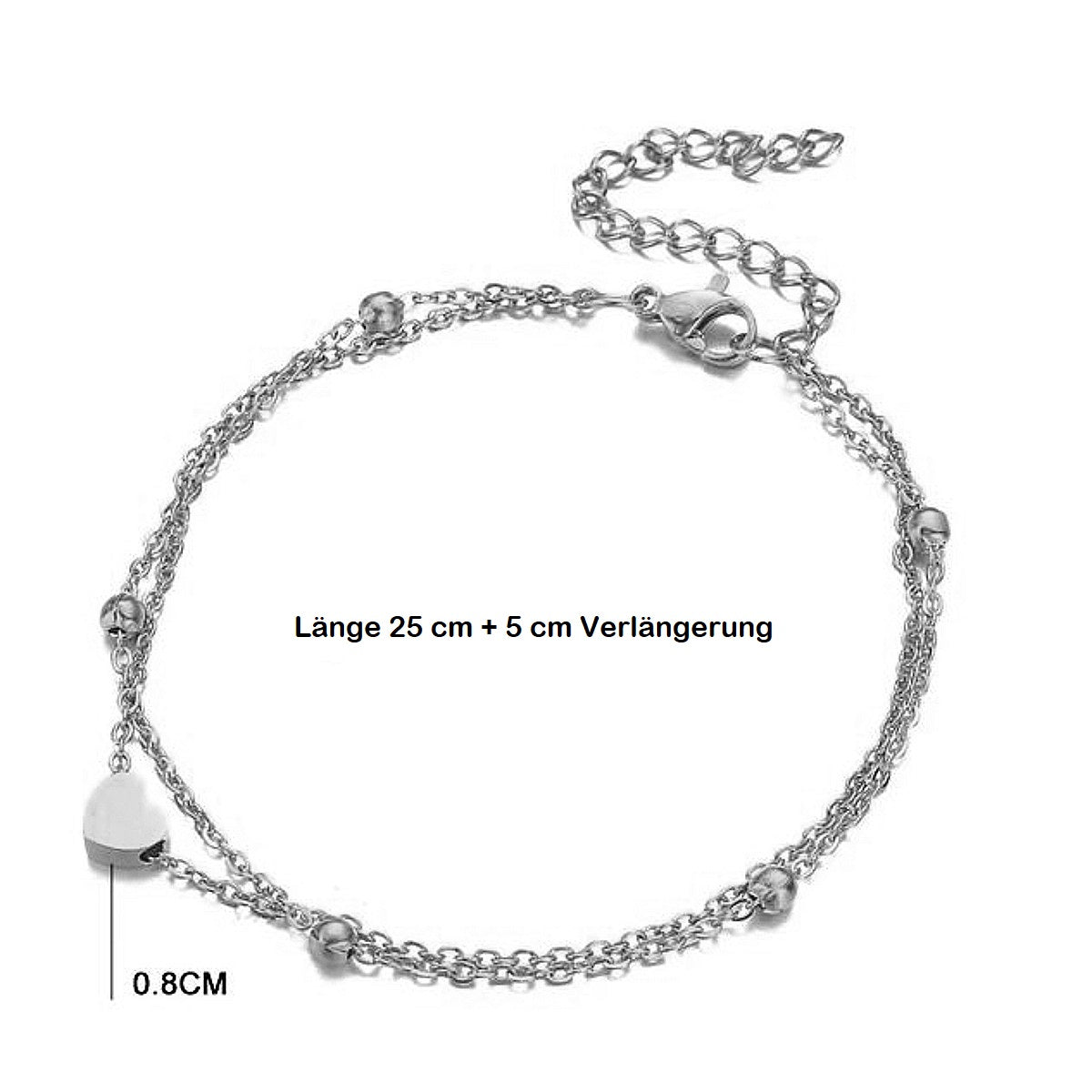 Fußkettchen Edelstahl mit Herz gold oder silber KARMA