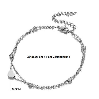 Fußkettchen Edelstahl mit Herz gold oder silber KARMA