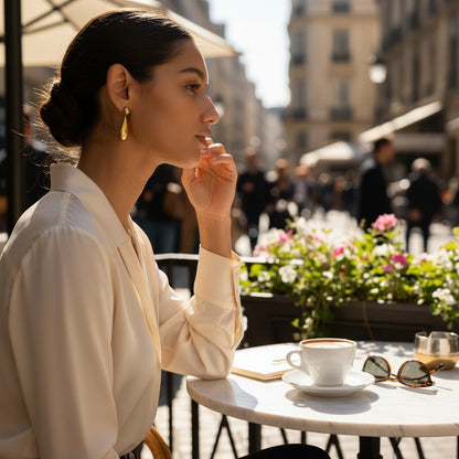 Ohrringe Tropfenform Gold Edelstahl PVD beschichtet wasserfest hypoallergen Karma