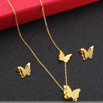 Schmuckset Schmetterlinge Gold od. Silber Karma