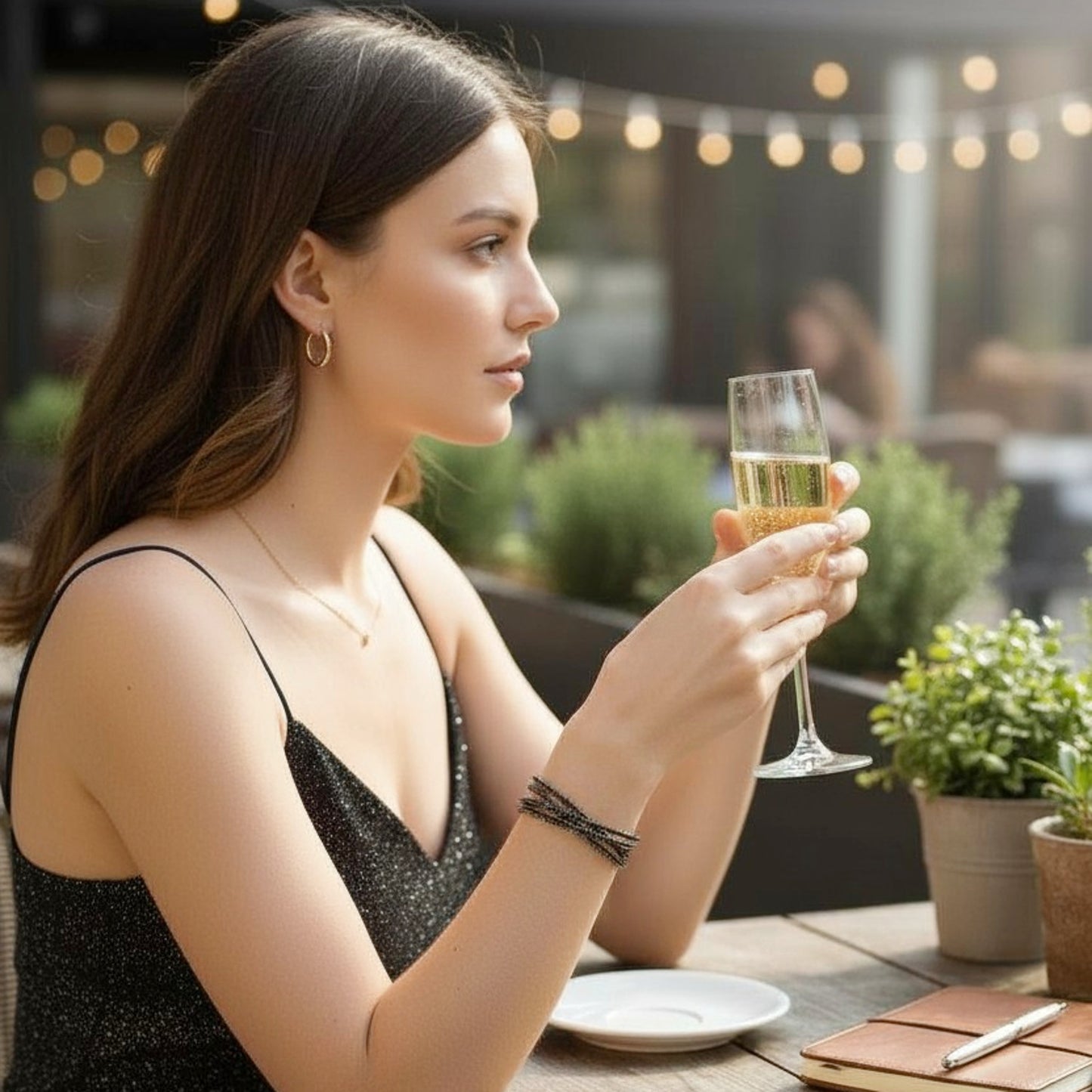 Damen Strass Armreif schwarz glitzernd KARMA