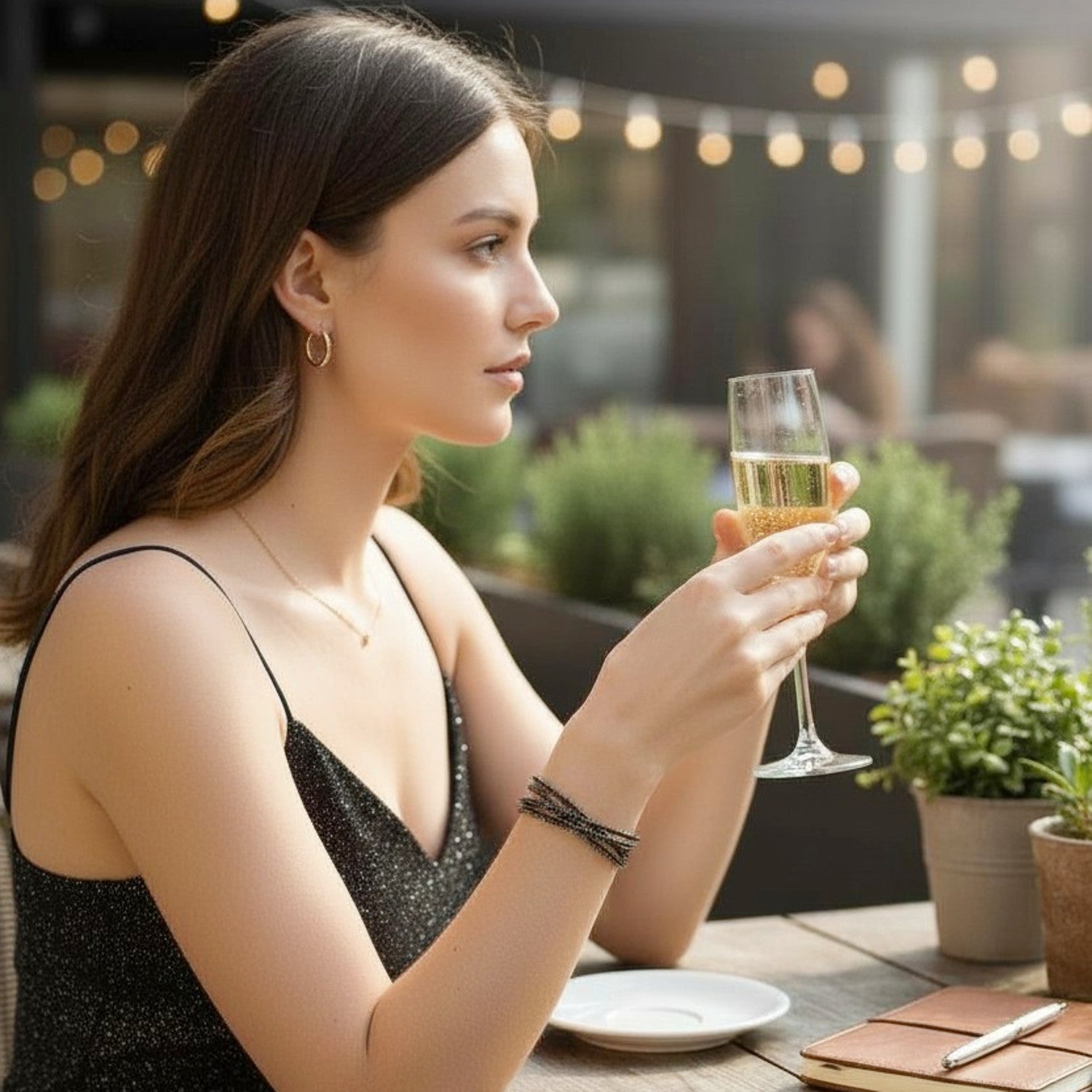 Damen Strass Armreif schwarz glitzernd KARMA