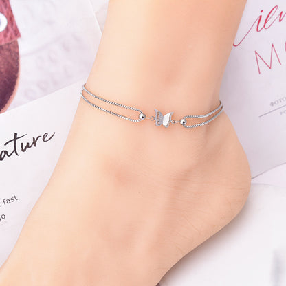 Fußkette Schmetterling Silber verstellbares Fußkettchen modern Sommerschmuck Fußschmuck Karma