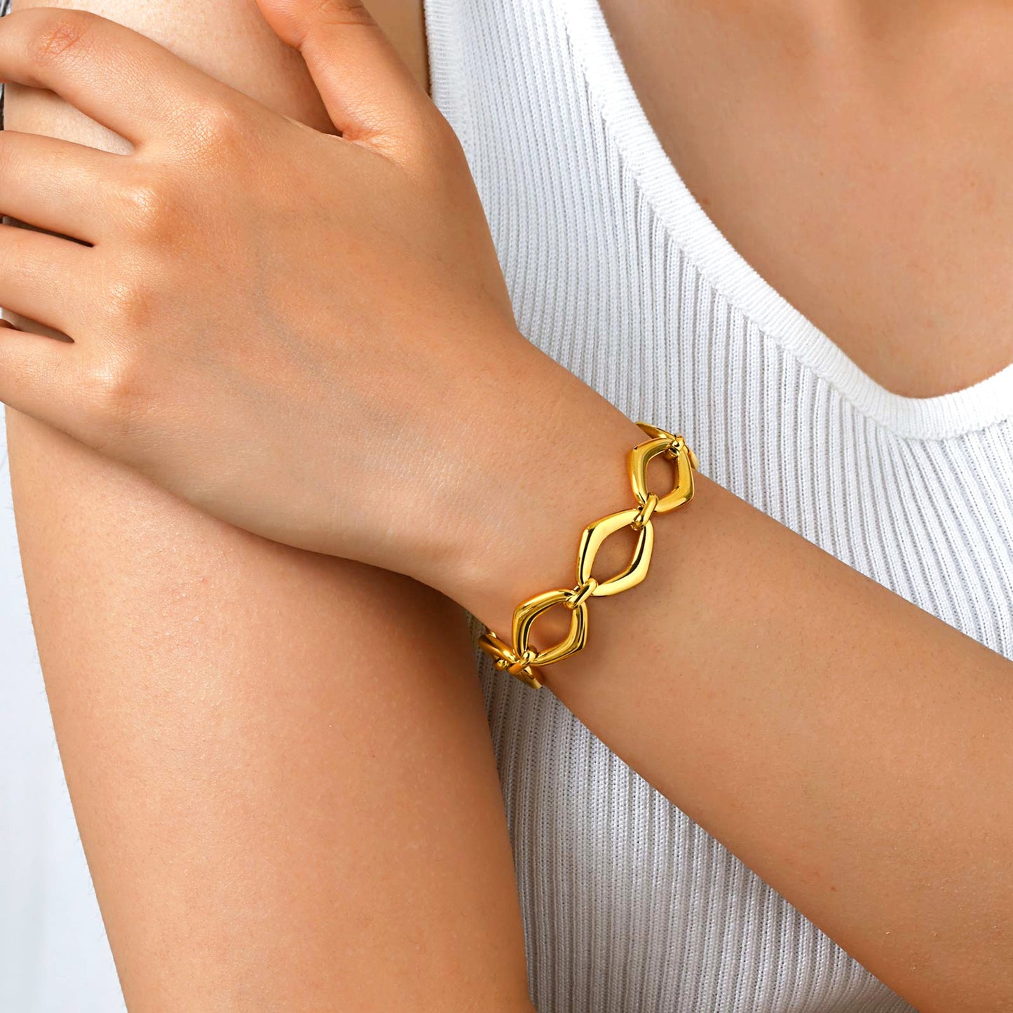 Gliederarmband Edelstahl Damen Gold oder Silber modern Armband KARMA