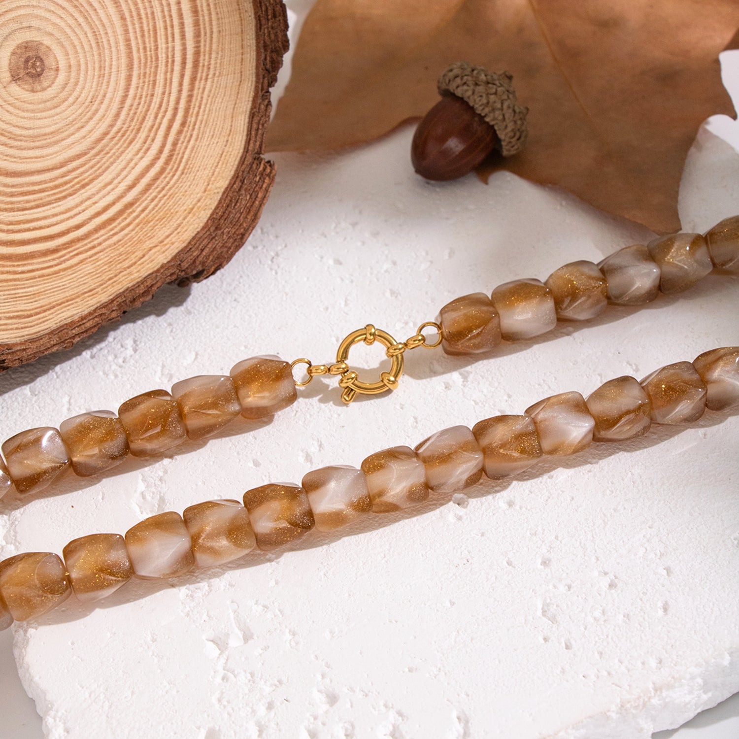 Schmuckset Damen Braun Armband Halskette Karma