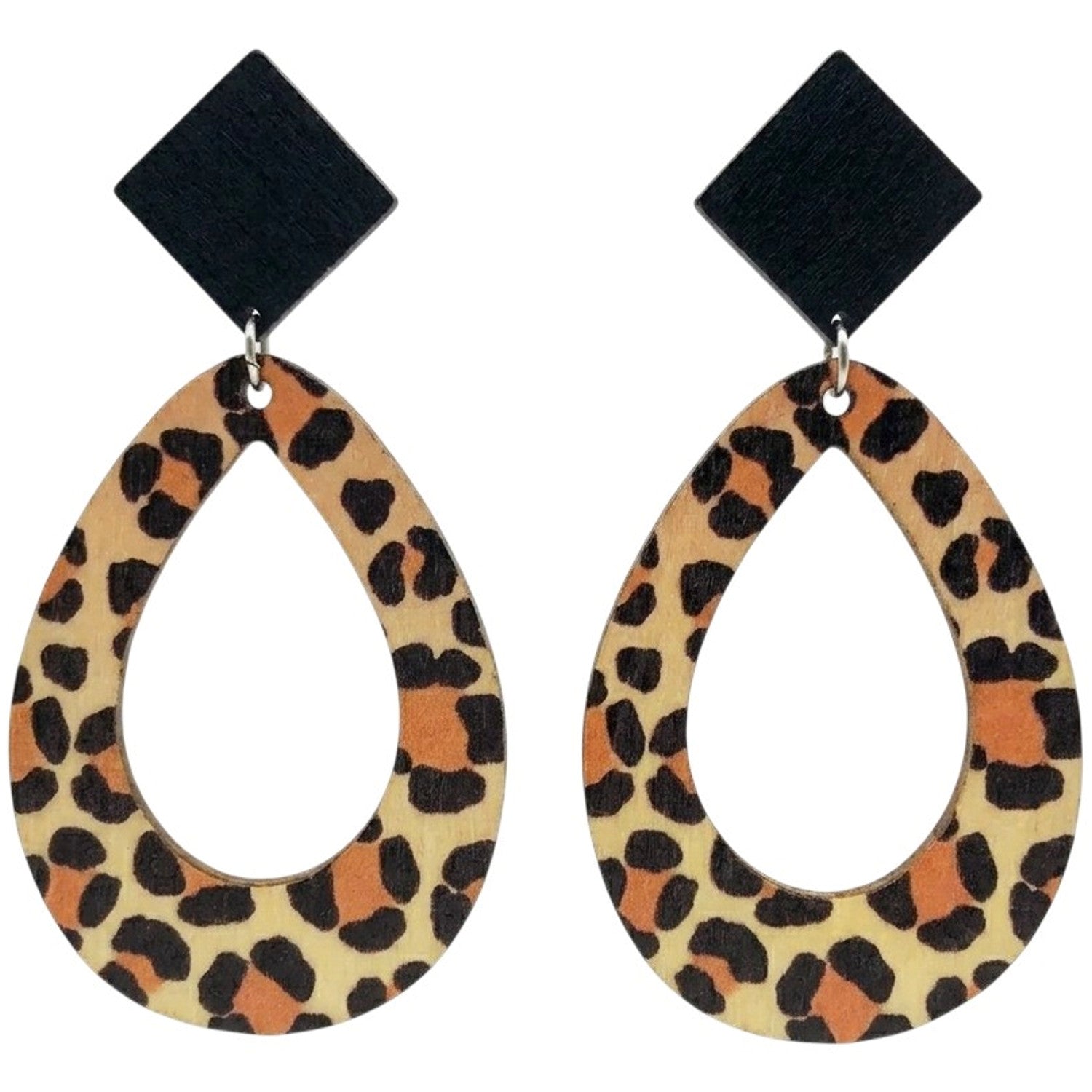 XL Statement Ohrringe Leo Braun 7,5 cm modern Holz Metall Damen Ohrstecker Damenohrringe Karma