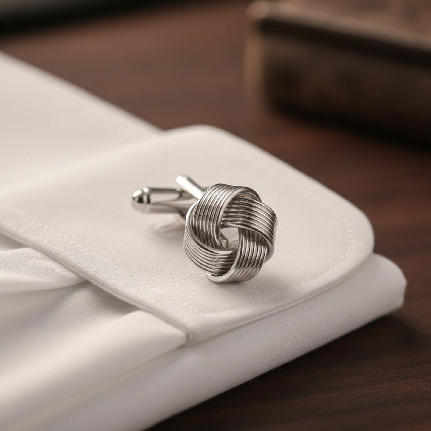 Manschettenknöpfe Knotendesign Silber 1,4 cm Hemd Accessoires Karma