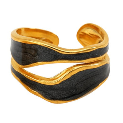 Damenring Edelstahl Gold Schwarz od. Weiß modern Ring Damen KARMA