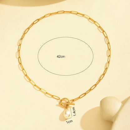 Damenhalskette Gliederkette mit Perlenanhänger Karma
