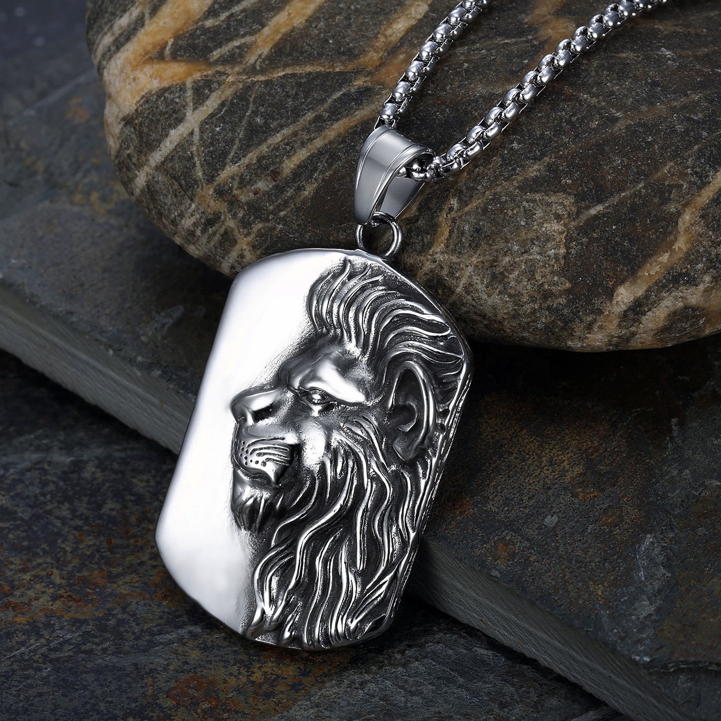 Halskette Löwe Silber Herren Edelstahl modern