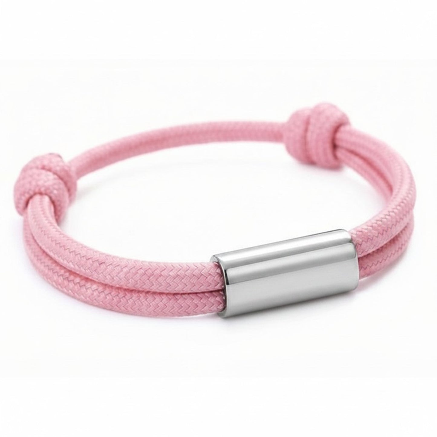 Damen Armband Rosa Silber Textil Edelstahl verstellbares Damenarmband Karma