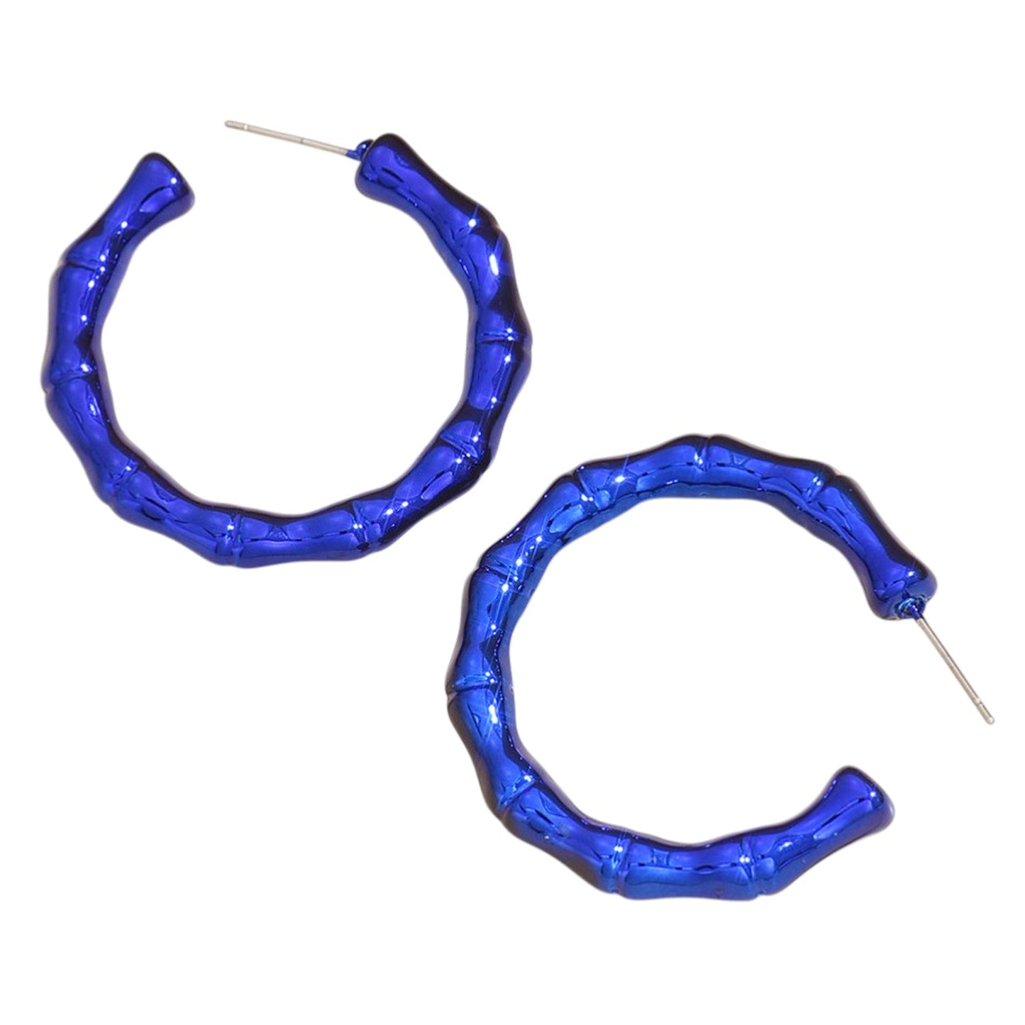 Creolen Damen Blau Acryl 3,8 cm Ohrringe extra leicht Karma