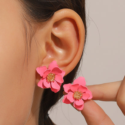 Ohrstecker Blüte Pink Kunststoff 2,5 cm Damenohrringe Ohrringe Blume KARMA