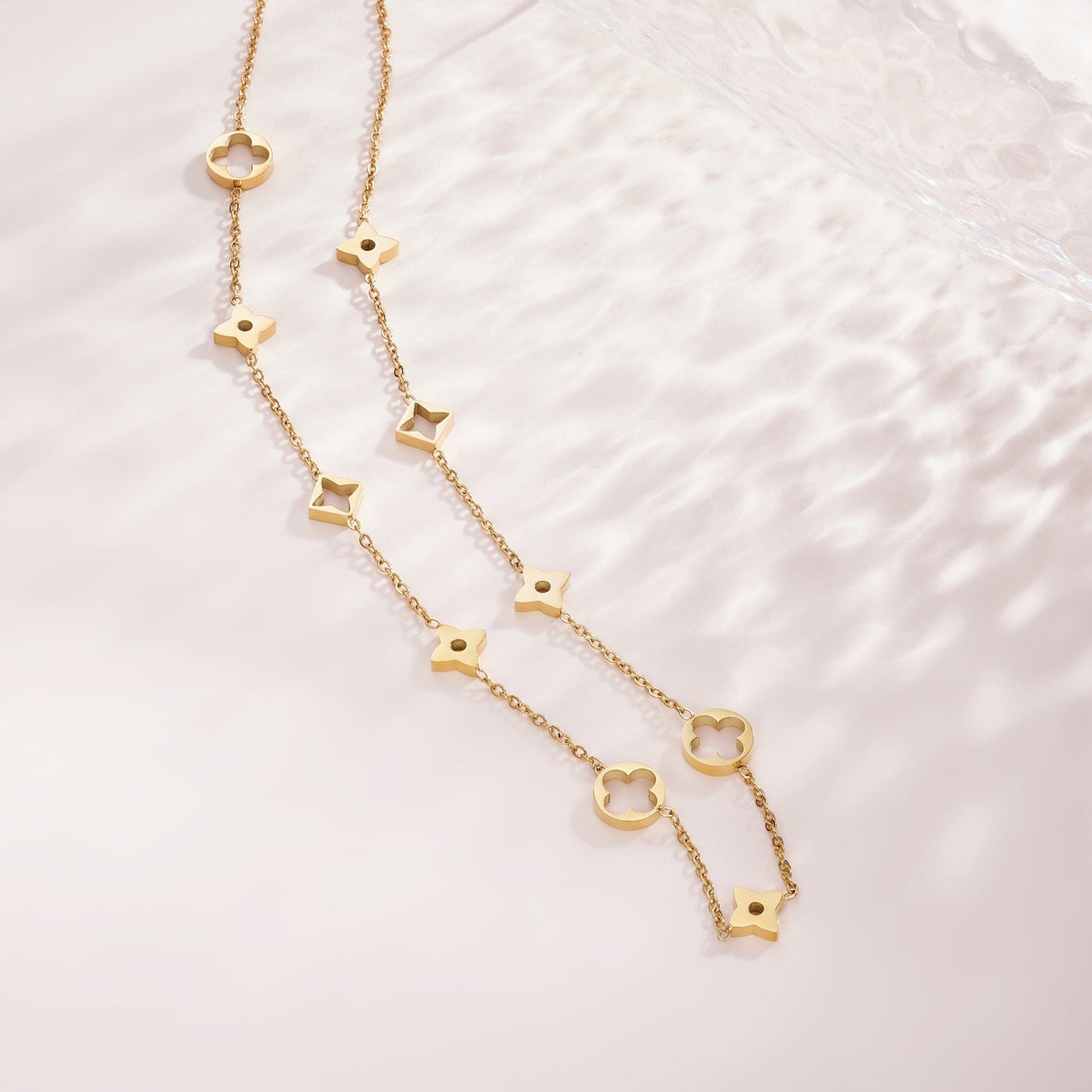 Halskette Gold mit Kleeblättern Edelstahl KARMA