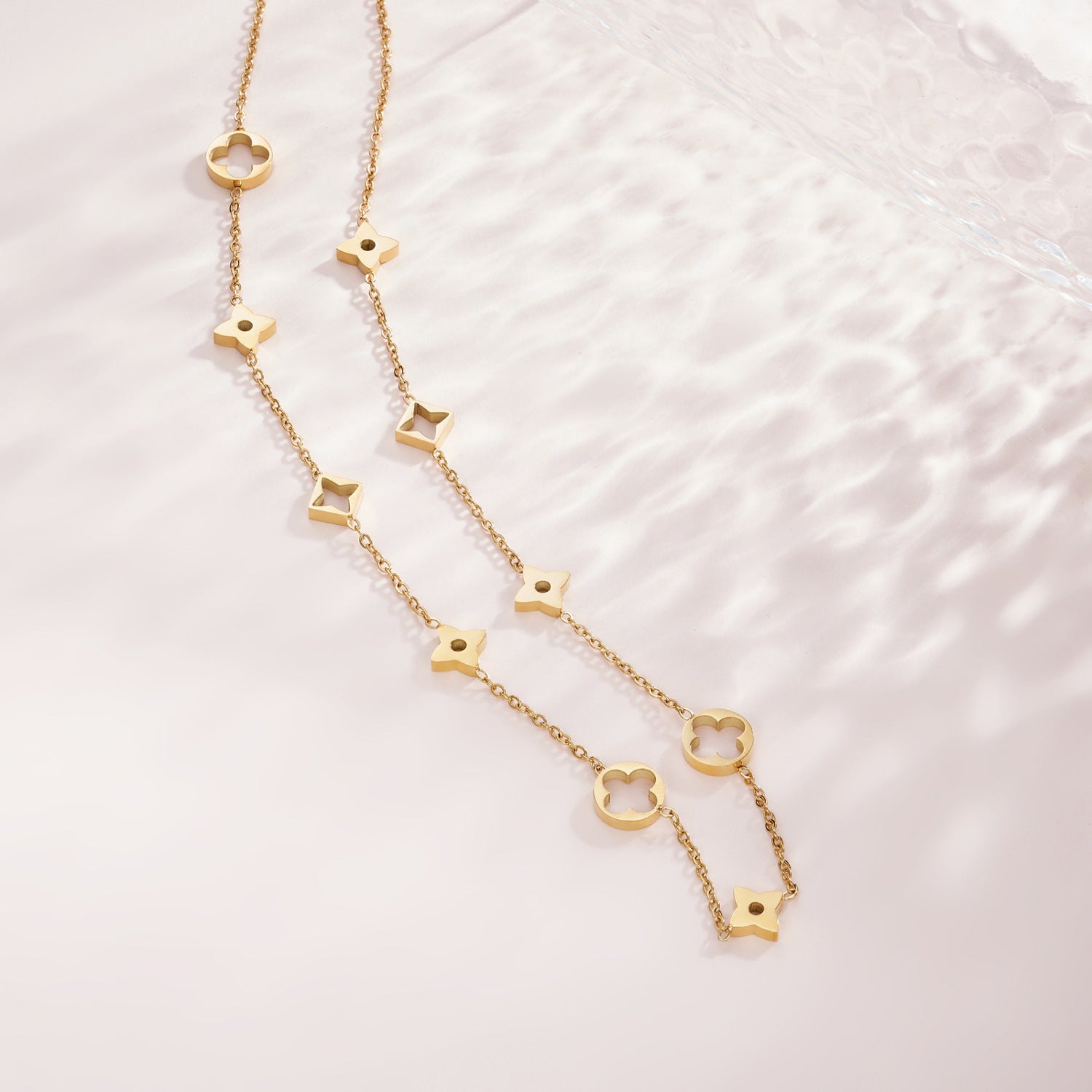 Halskette Gold mit Kleeblättern Edelstahl KARMA