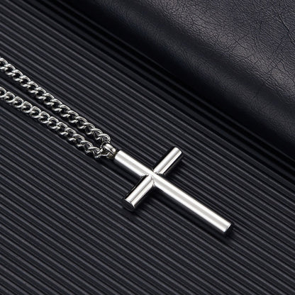 Halskette Herren Kreuz Silber 60 cm Edelstahl Kette wasserfest hypoallergen rostfrei Karma