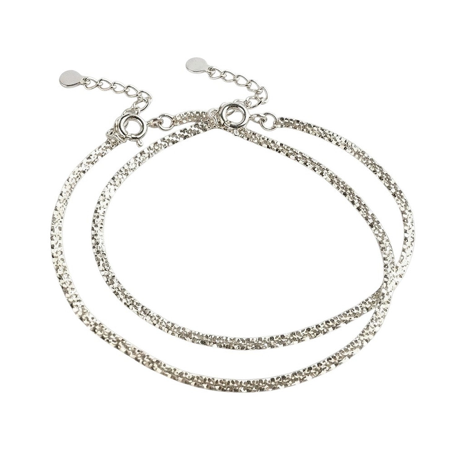 Schmuckset Silber Armband und Fußkette Edelstahl wasserfest hypoallergen rostfrei Karma