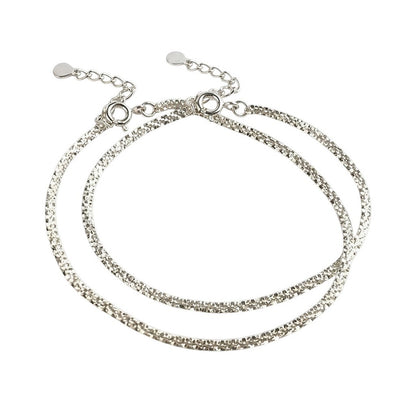 Schmuckset Silber Armband und Fußkette Edelstahl wasserfest hypoallergen rostfrei Karma