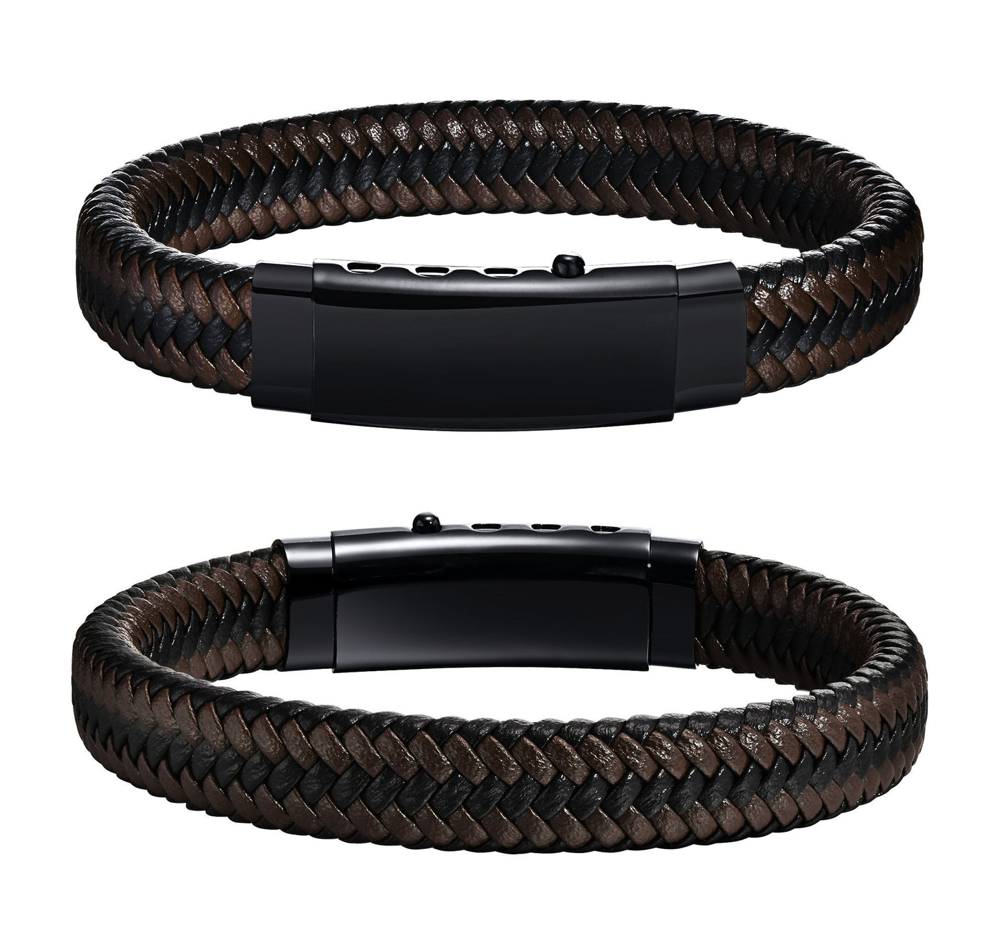 Herrenarmband Leder Edelstahl Schwarz KARMA