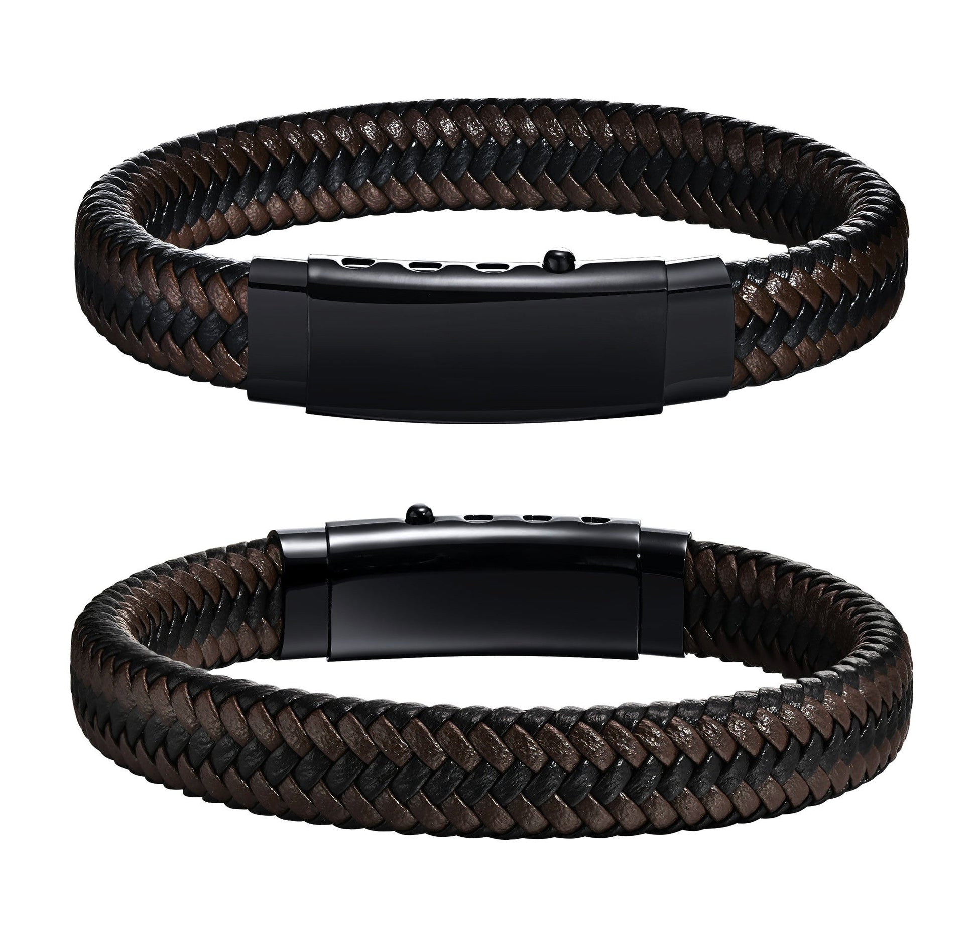 Herrenarmband Leder Edelstahl Schwarz KARMA
