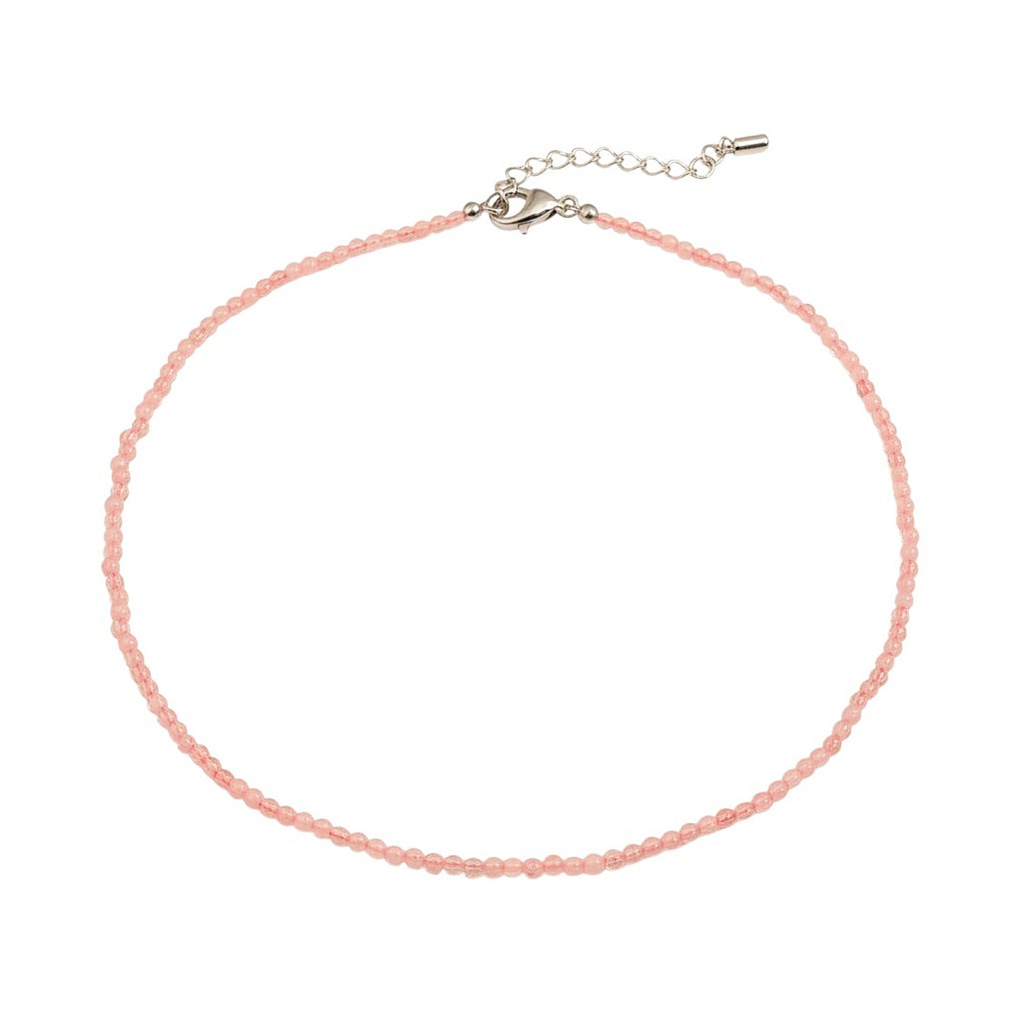 Naturstein Halskette Damen Rosenquarz Rosa 39 cm Kette Karma