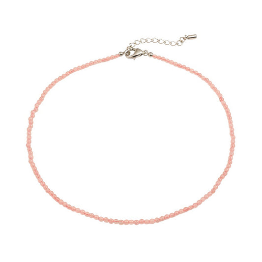 Naturstein Halskette Damen Rosenquarz Rosa 39 cm Kette Karma