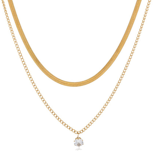 Layering Halskette Edelstahl vergoldet Kristall Gold wasserfest hypoallergen Karma