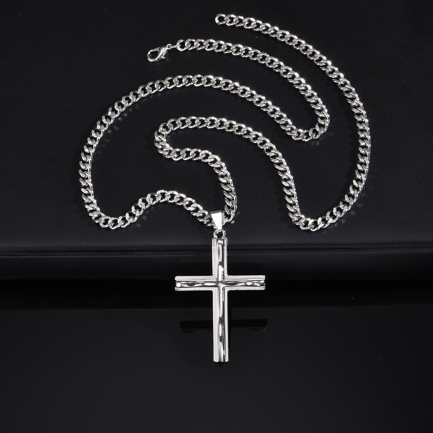 Halskette mit Kreuz Edelstahl Silber KARMA