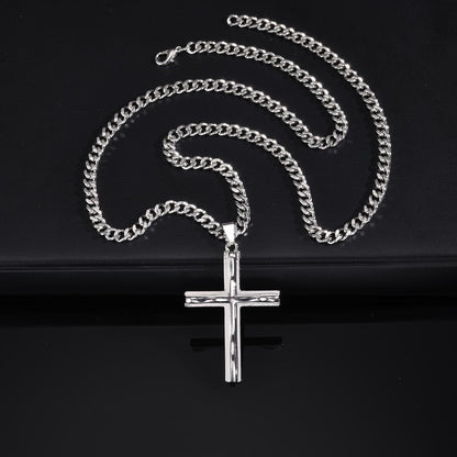 Halskette mit Kreuz Edelstahl Silber KARMA
