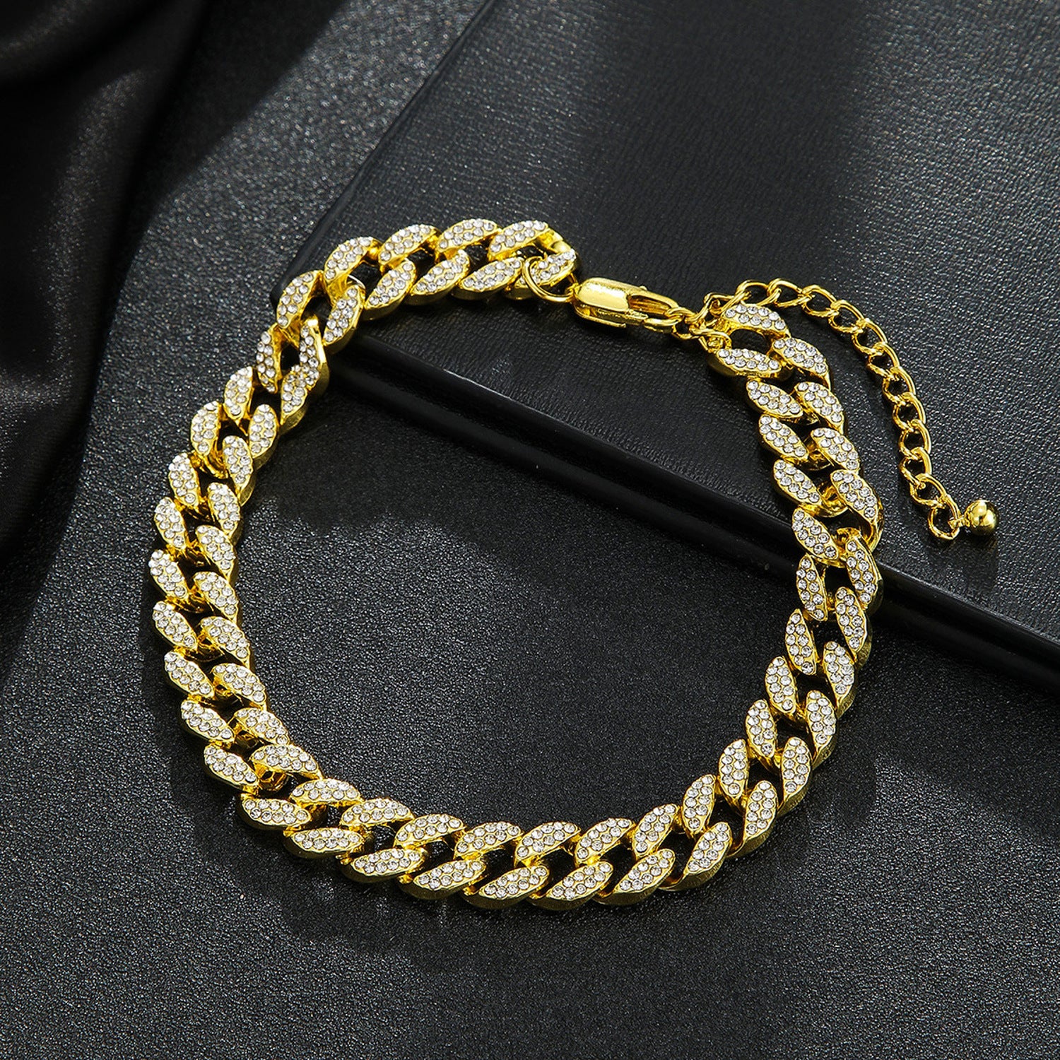 Fußkette Kristalle Glitzer Gold modern Damen Fußkettchen Karma