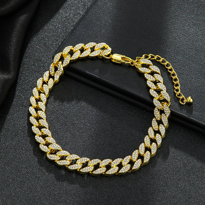 Fußkette Kristalle Glitzer Gold modern Damen Fußkettchen Karma