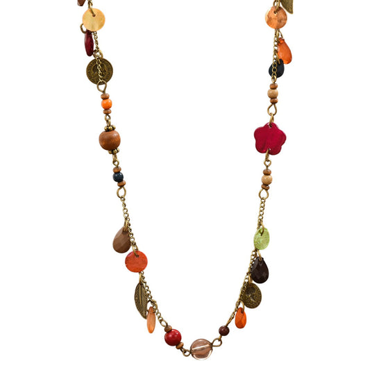 Lange Halskette Glas bunt 110 cm Pulloverkette Kette Damen Karma