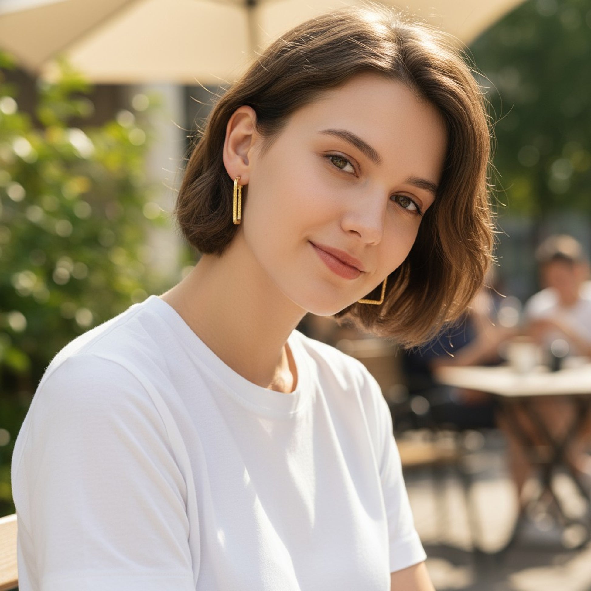 Creolen Damen eckig Gold modern Ohrringe KARMA