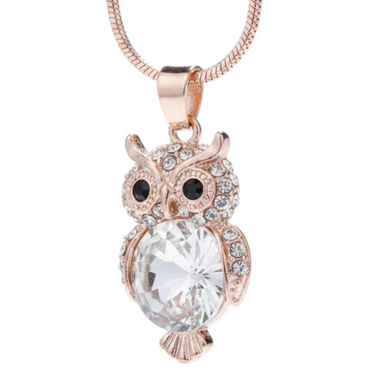 Halskette Eule Roségold Damen 47 cm Kette Kristalle modern Damenhalskette Kette Eulenkette Karma