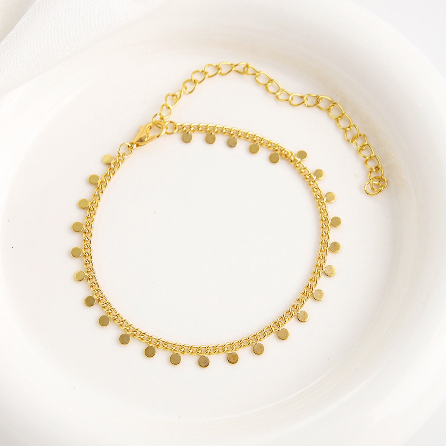 Fußkette Coins Gold verstellbares Fußkettchen modern Sommerschmuck Fußschmuck Karma