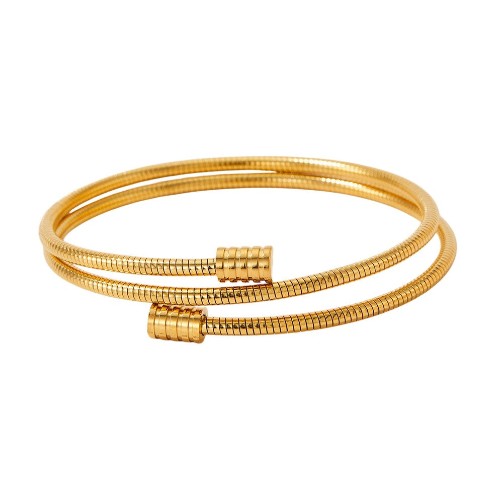 Armreif Gold Edelstahl vergoldet wasserfest hypoallergen rostfrei Armband Damenarmreif Karma