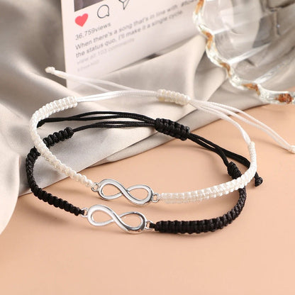 Partnerarmbänder Infinity Schwarz Weiß KARMA