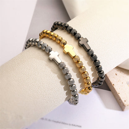 Herrenarmband mit Kreuz in Gold, Silber oder Schwarz KARMA