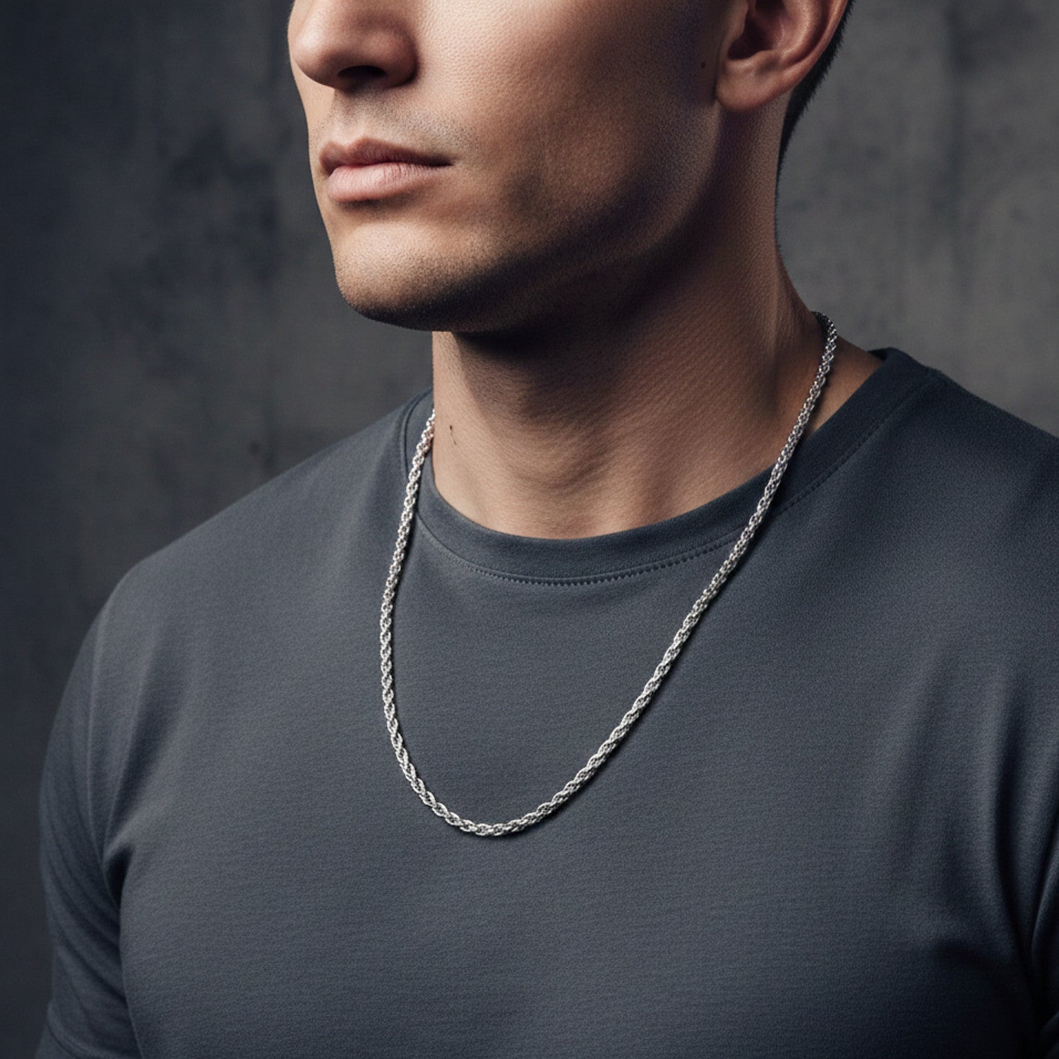 Halskette Edelstahl 60 cm Herren Edelstahlkette wasserfest hypoallergen Karma