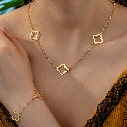 Schmuckset Damen Gold Kleeblätter KARMA