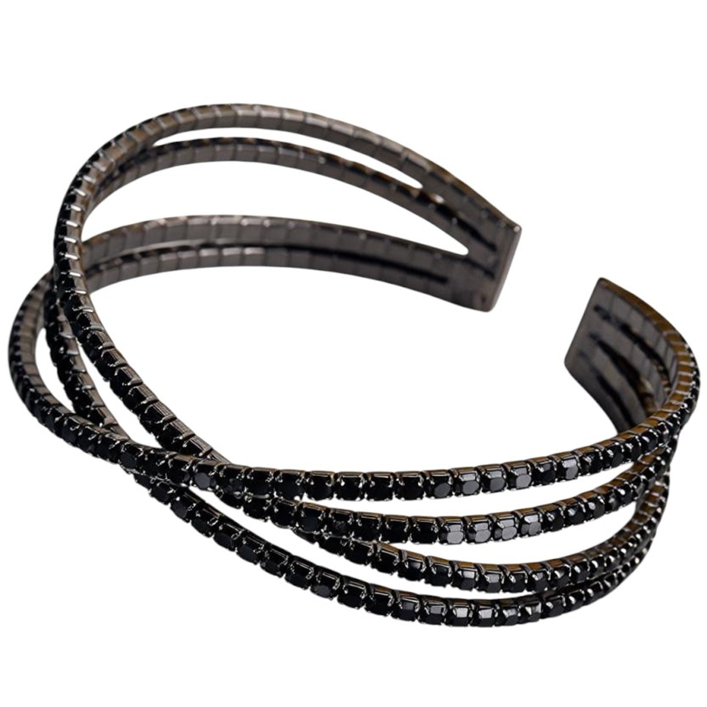 Damen Strass Armreif schwarz glitzernd KARMA