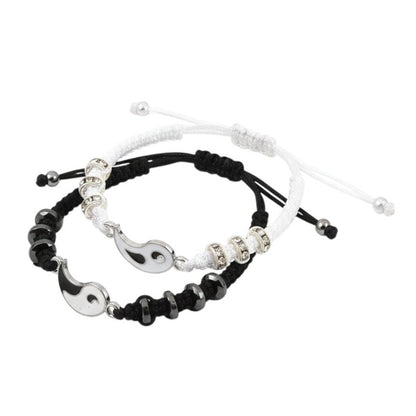 Partnerarmbänder Yin & Yang Schwarz Weiß Damen Herren Armband Set Karma