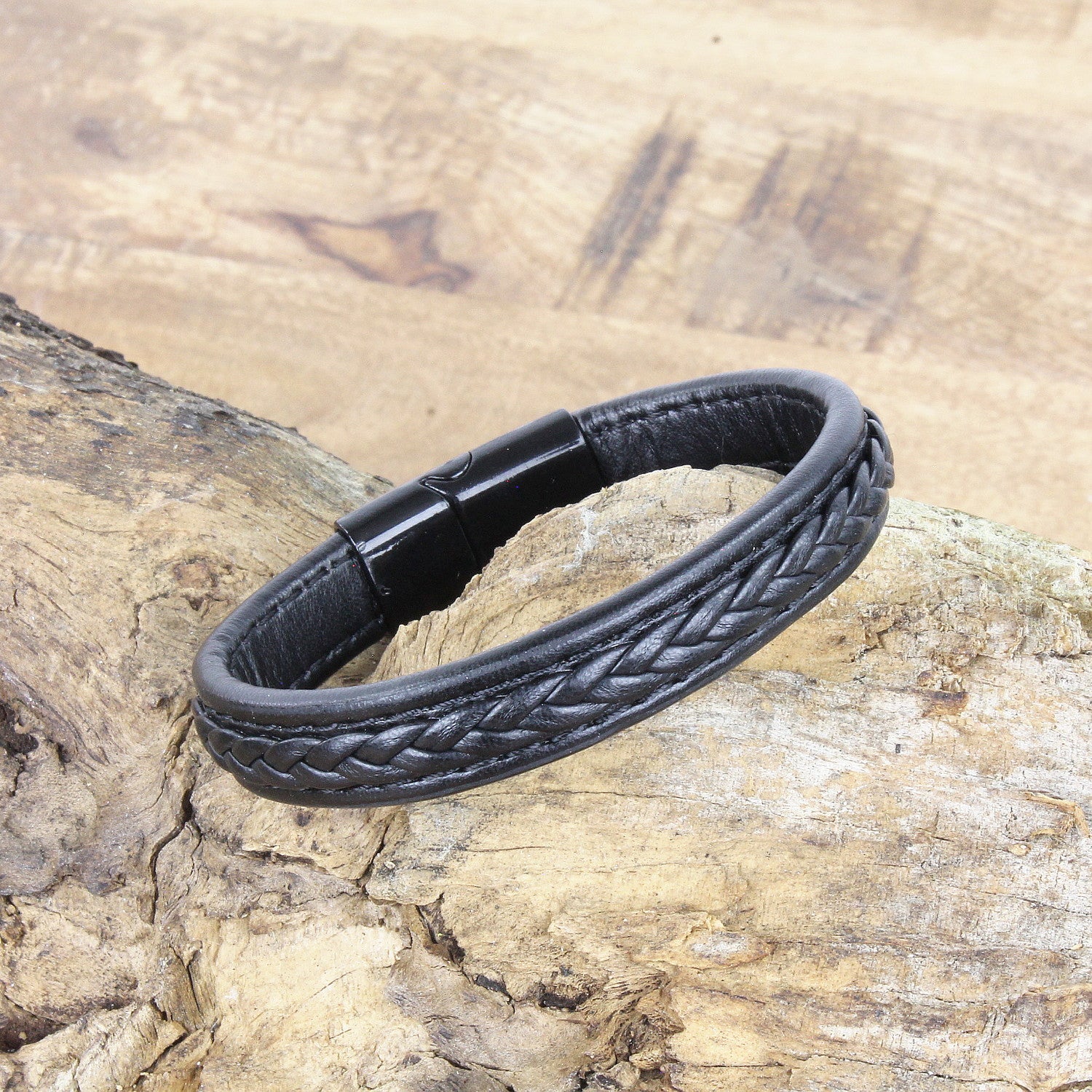 Lederarmband Herren Schwarz KARMA