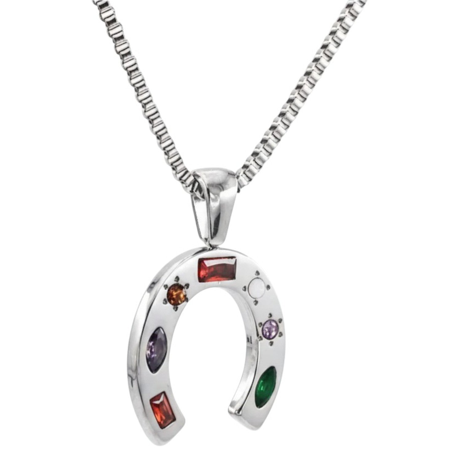 Halskette Hufeisen Silber Damen Edelstahl wasserfest hypoallergen Kette modern Karma