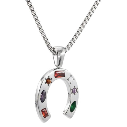 Halskette Hufeisen Silber Damen Edelstahl wasserfest hypoallergen Kette modern Karma