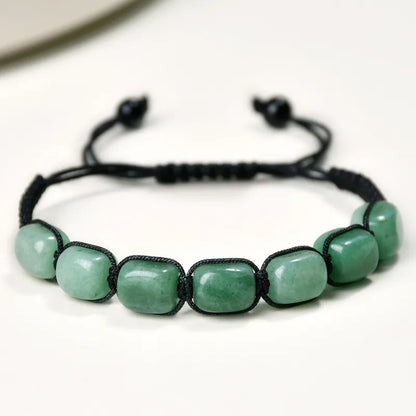 Armband Naturstein Aventurin Grün Textil Unisex Karma