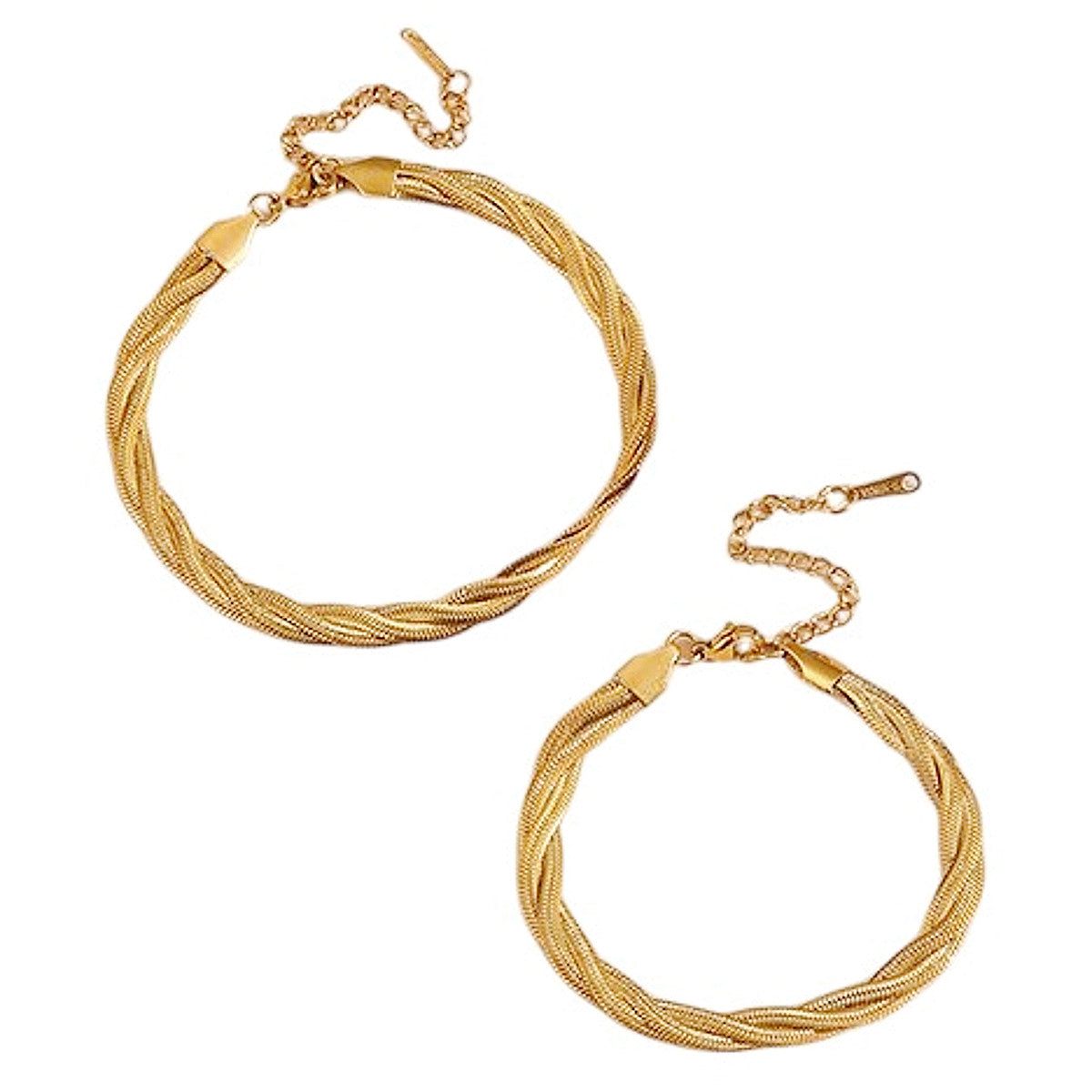 Schmuckset Gold Armband und Fußkette Edelstahl wasserfest hypoallergen rostfrei Karma