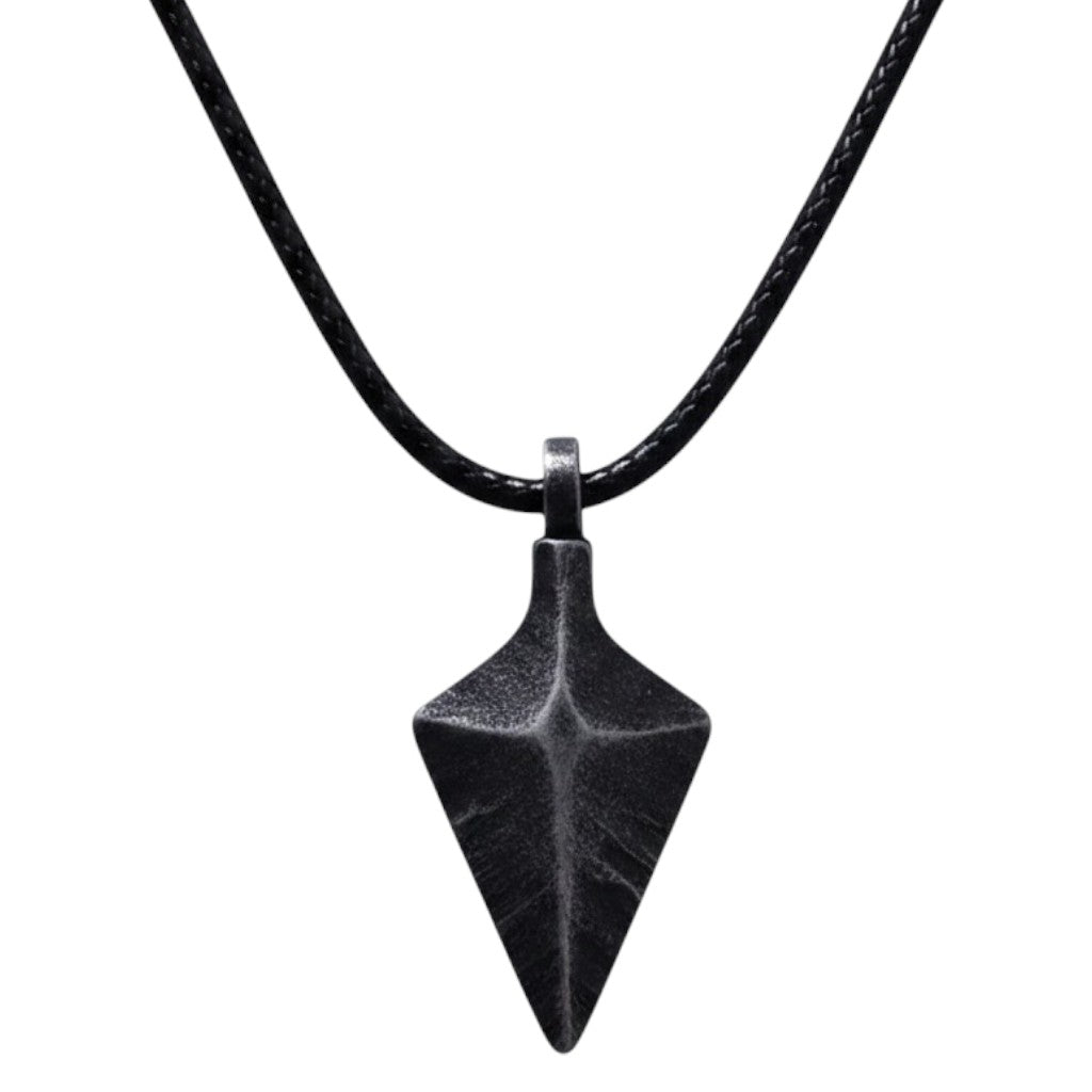 Halskette Herren Pfeilspitze Schwarz Textil Edelstahl Kette einstellbar Karma
