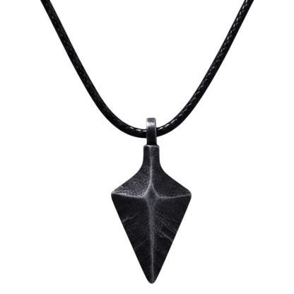Halskette Herren Pfeilspitze Schwarz Textil Edelstahl Kette einstellbar Karma
