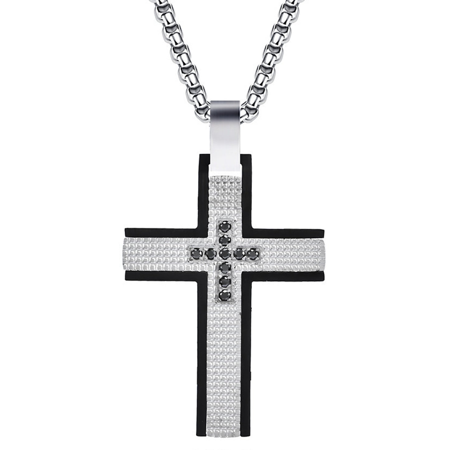 Halskette Kreuz Herren Silber 60 cm Herrenhalskette Edelstahl KARMA